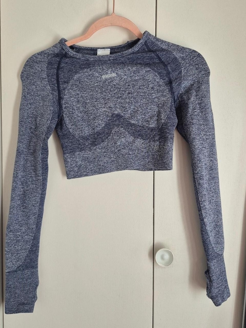 Gymshark Women's Long Sleeve Cropped Seamless Top - Heather Navy
